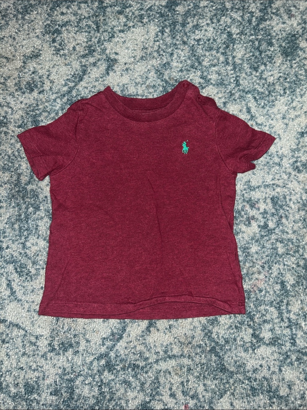 Ralph Lauren Maroon Short-Sleeve Tee with Teal Pony
